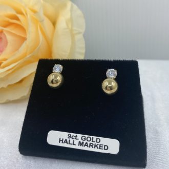 9ct Gold & Cz Drop Earrings