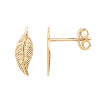 Gold Plated Dainty Fallen Leaf Stud Earrings