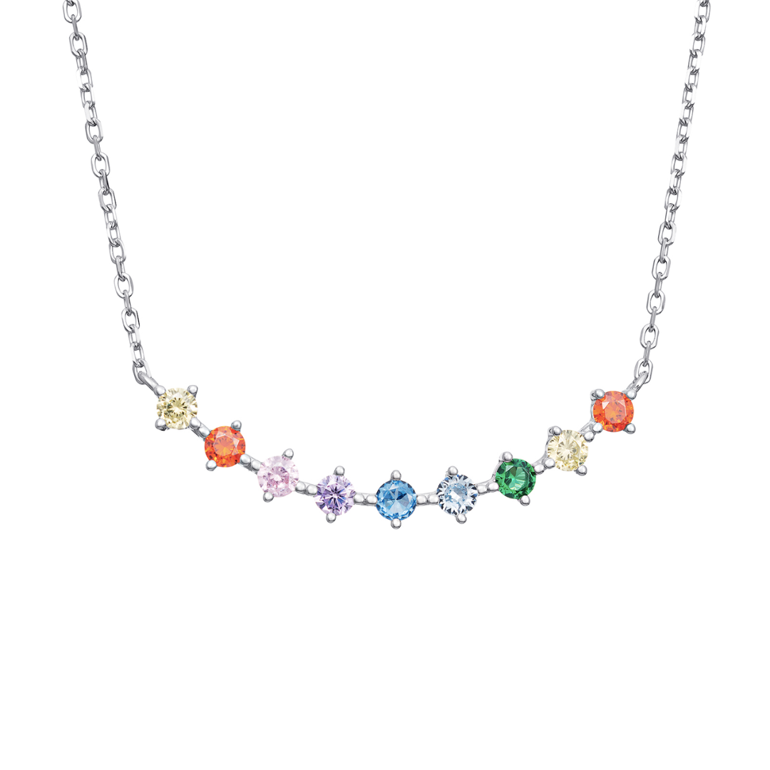 Sterling Silver Multicoloured Rainbow Necklace