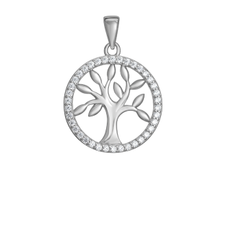Sterling Silver Cz Tree of Life Pendant