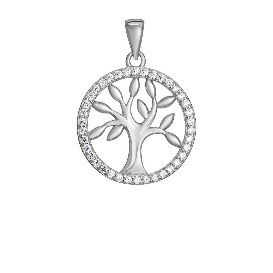 Sterling Silver Cz Tree of Life Pendant