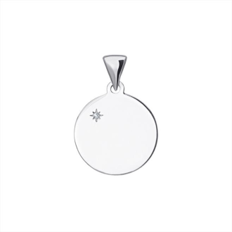 Sterling Silver Round Disc with Cz Pendant