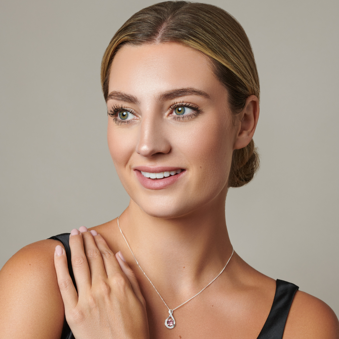 Sterling Silver Pink Cz Twist Pendant - Image 2