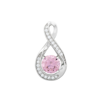 Sterling Silver Pink Cz Twist Pendant