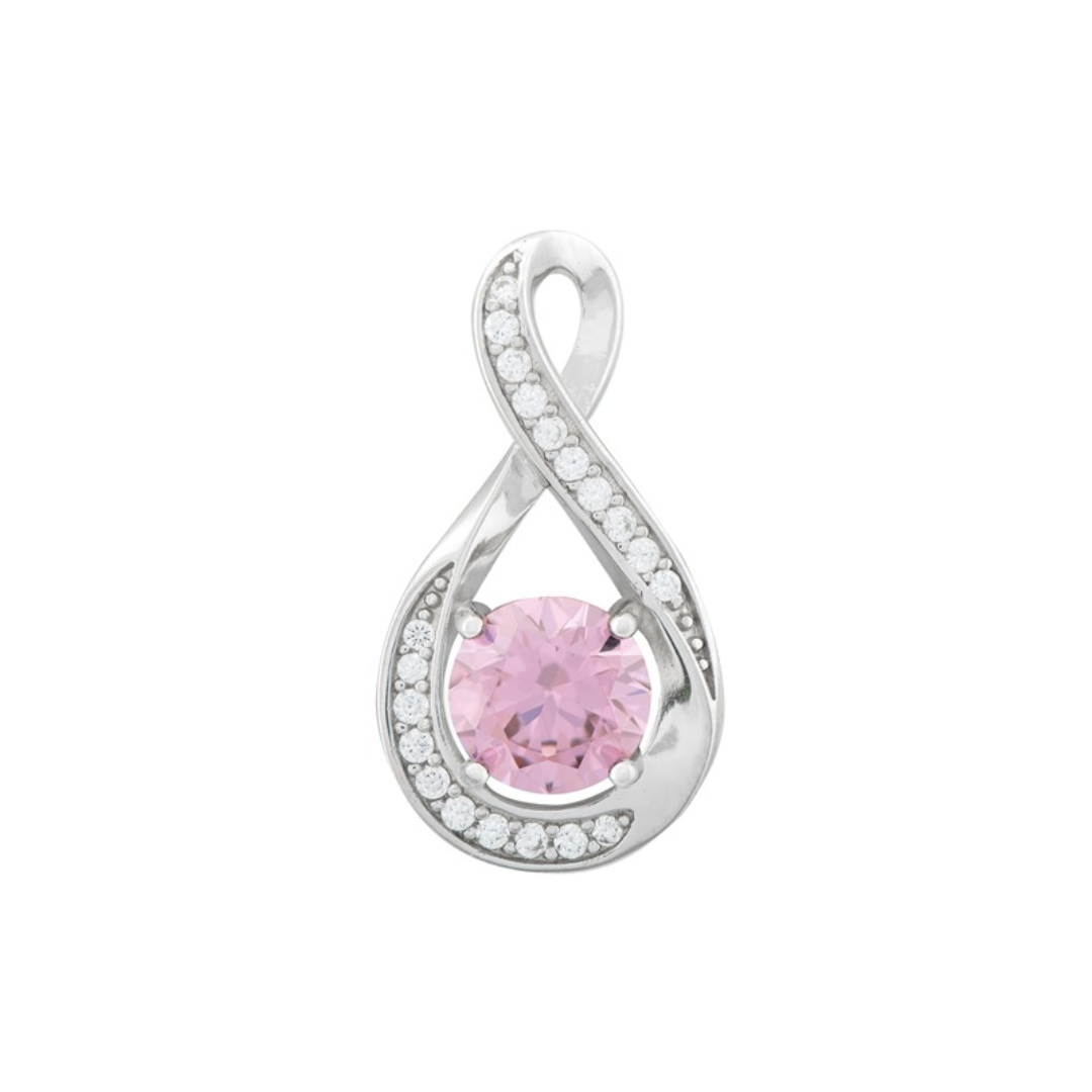 Sterling Silver Pink Cz Twist Pendant
