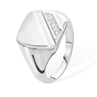 Sterling Silver Cz Signet Ring