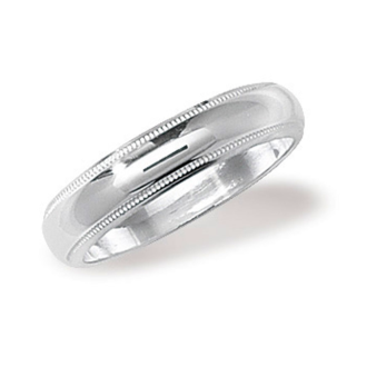 Sterling Silver Gents Wedding Band with Beaded Edge - 5mm