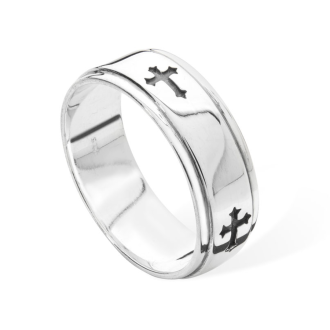 Sterling Silver Gents Ring with Cross