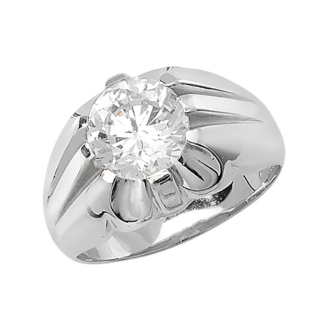 Sterling Silver Gent's Single Stone Set CZ Ring