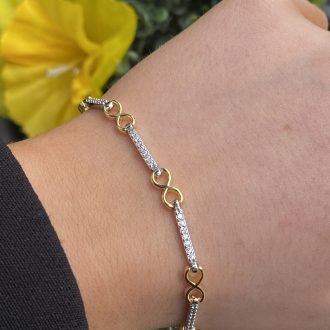 Sterling Silver Gold Plated Infinity Cz Bracelet