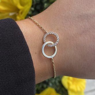 Sterling Silver Gold Plated Interlocking Rings Bracelet