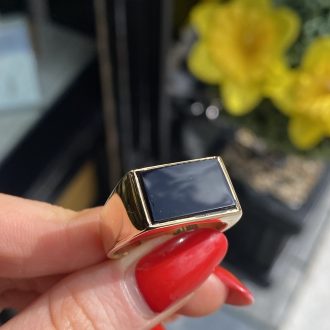 9ct Gold Gents Rectangular Onyx Signet Ring