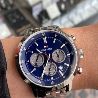 Tommy Hilfiger Gents Navy Chronograph Gents Silver Watch