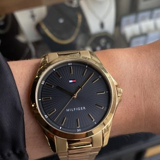 Tommy Hilfiger Black and Gold Gents Watch