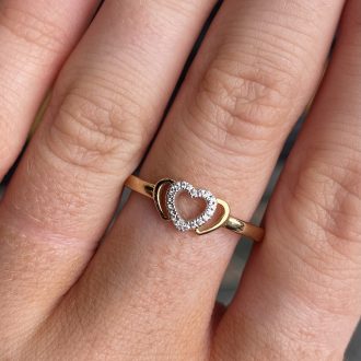 9ct Gold Cz Triple Heart Ring