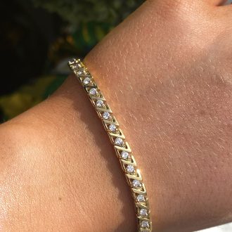 9ct Gold Diamond Chevron Link Bracelet