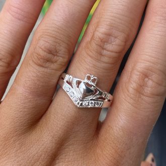 Sterling Silver Wishbone Claddagh Ring