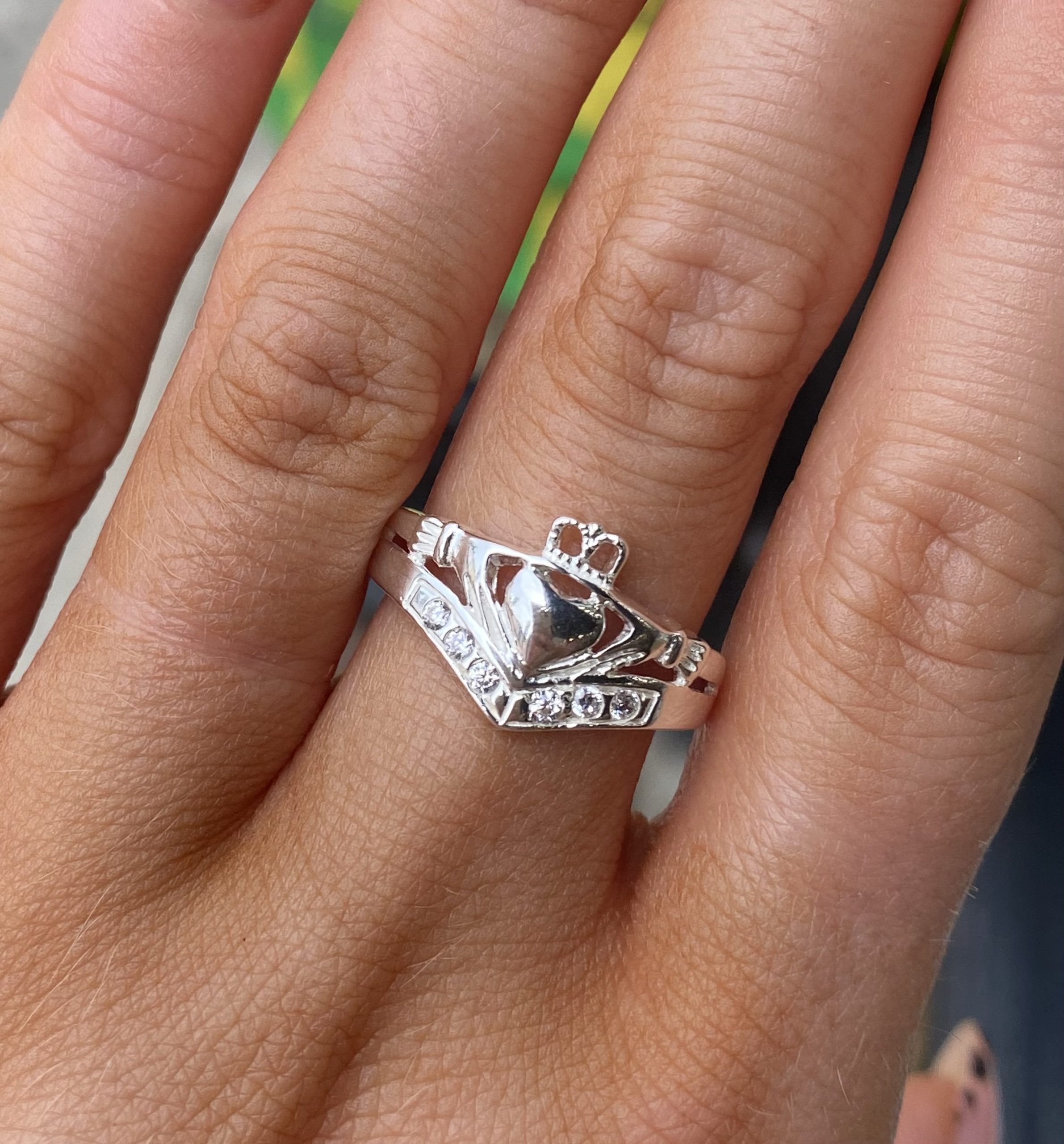 Sterling Silver Wishbone Claddagh Ring