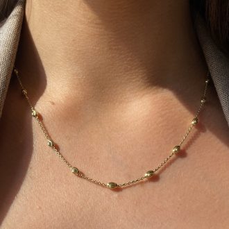 Sterling Silver Gold Plated Beaded Necklet