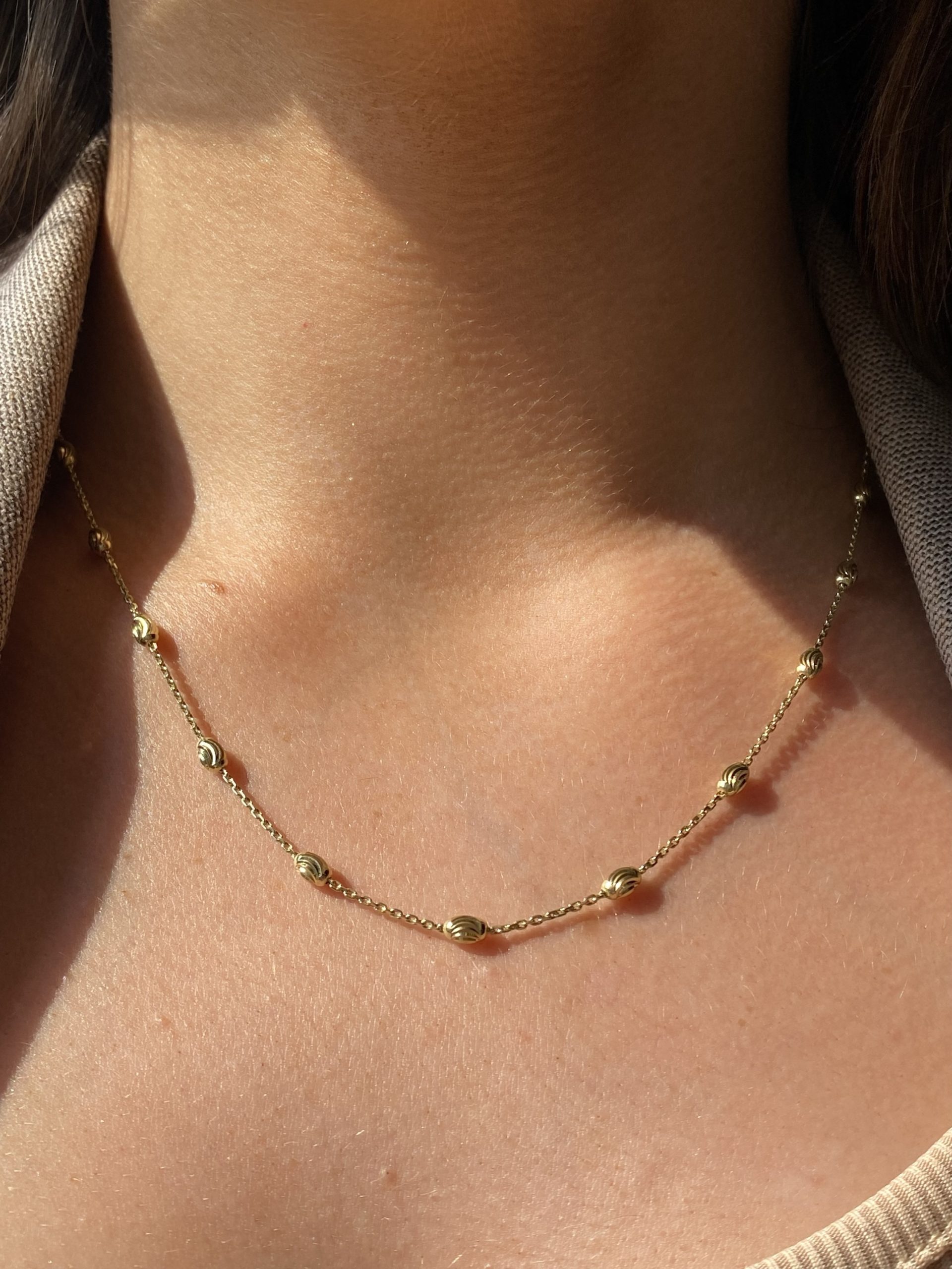 Sterling Silver Gold Plated Beaded Necklet