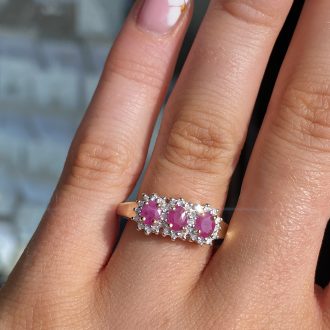 Ruby Oval Three Stone Ring