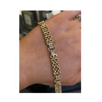 9ct Gold Panther Link CZ Bracelet