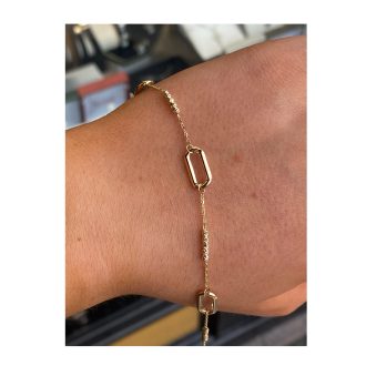9ct Gold Dainty Paperlink / Beaded Bracelet