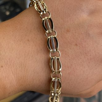 9ct Two Tone Gate Style 3D Bracelet