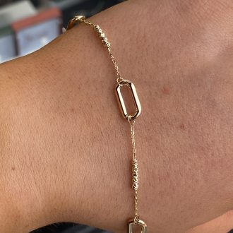 9ct Gold Dainty Paperlink / Beaded Bracelet