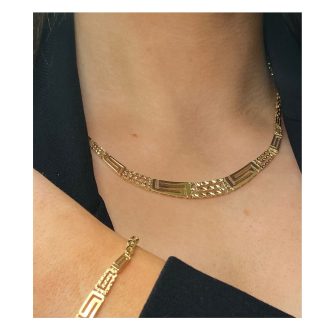 9ct Gold Greek Key & Infinity Link Necklet
