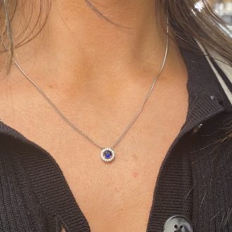 Sapphire Halo Pendant