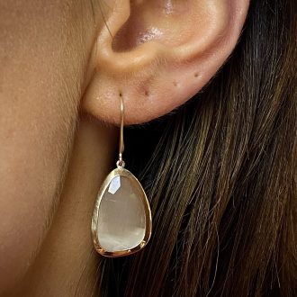 White Tigers Eye Drop Earrings