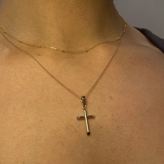 Dainty Bevelled Edge 9ct Cross