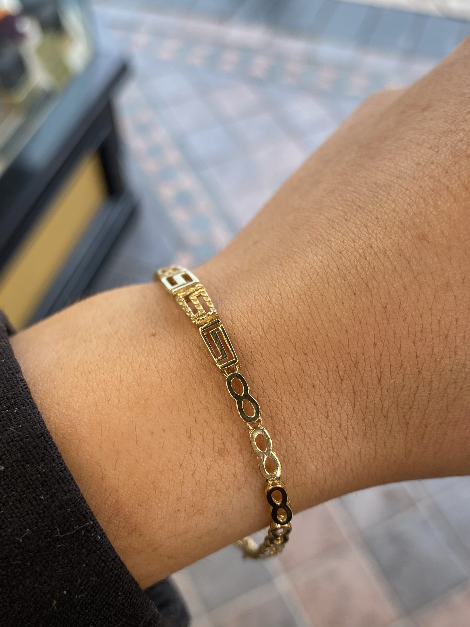 9ct Gold Greek Key & Infinity Link Bracelet - Image 2