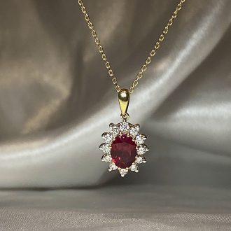 Lab Grown Ruby Lady Di Pendant