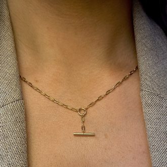 9ct Gold Paperlink T-Bar Necklace