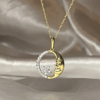 9ct Gold Crescent Moon Pendant