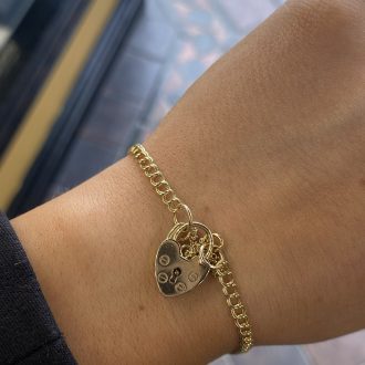 9ct Gold Double Curb Link Padlock Bracelet