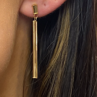 9ct gold straight bar drop earrings