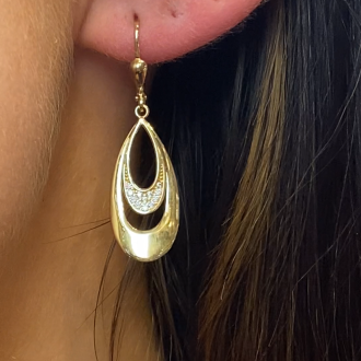 9ct Gold Cz Tiered Drop Earrrings